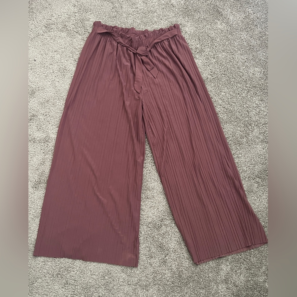 Olivia Rose Pleated Plus Size Wide-Leg Pants in Mauve 3X